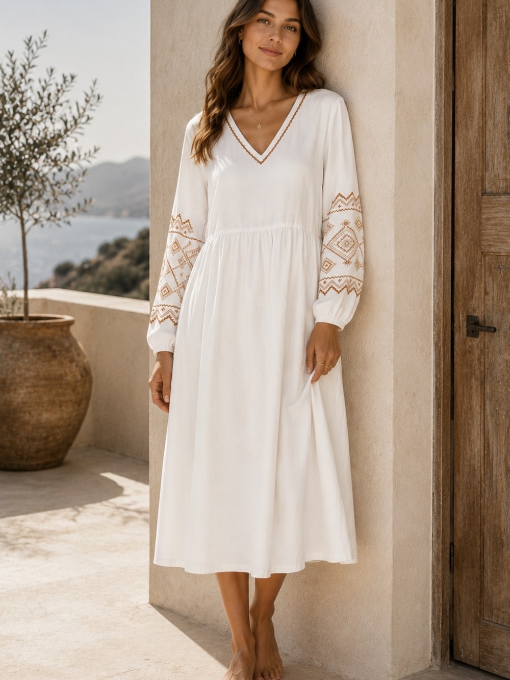 Madewell Embroidered Midi Dress Large White Boho Cottagecore Excellent Condition